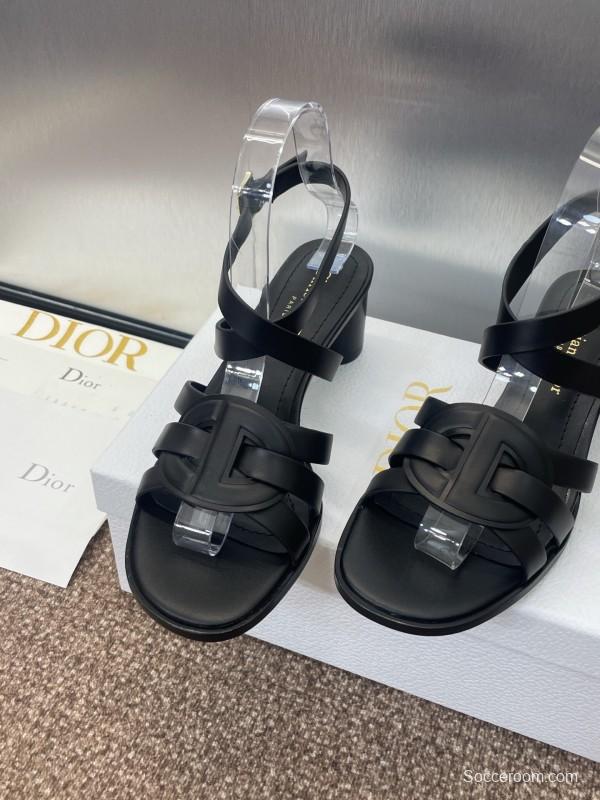 Dior D-Club Jelly Color Hollow Layered Cross Strap Mid Heel Women Shoes - KFY00290