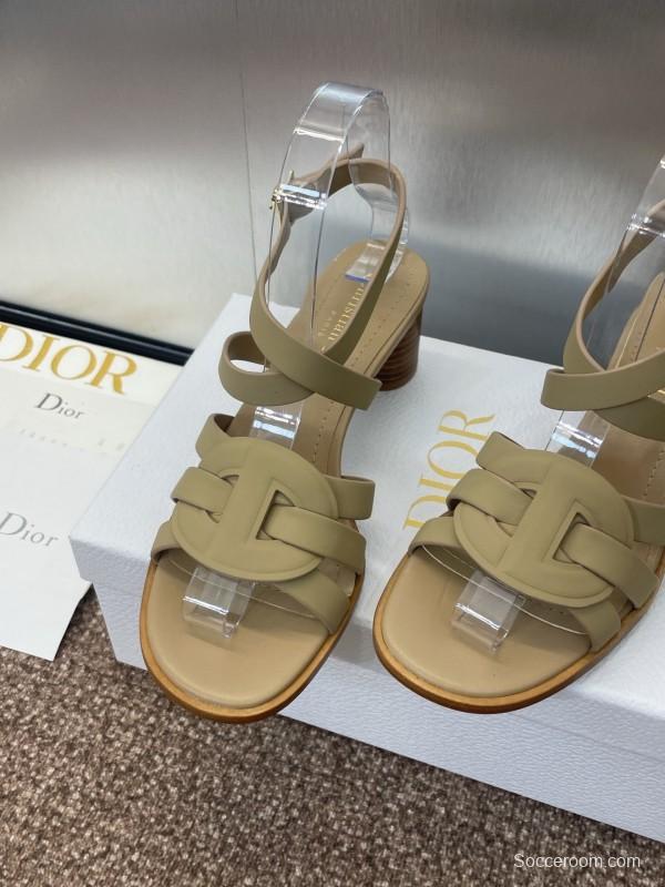 Dior D-Club Jelly Color Hollow Layered Cross Strap Mid Heel Women's Shoes - KFY00290