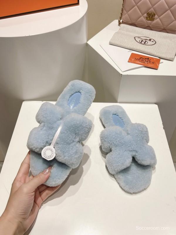 Hermès 2025 SS Love Slipper Flat Wool Slipper - LY00240