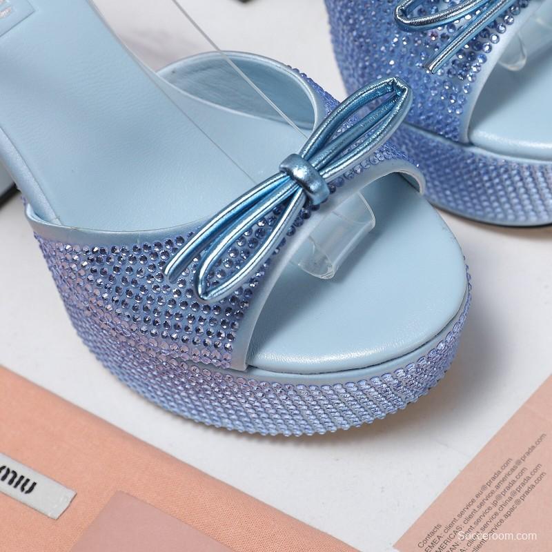 MIUMIU Bling Bling Swarovski Crystal Sandals with 11.5cm Heel - KFY00340