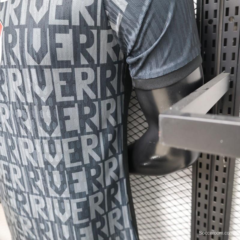 Player Version 26/27 River Plate Away Black with All-Over Letter Print Jersey