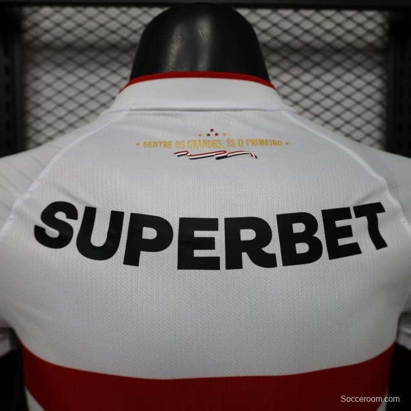 Player Version 26/27  São Paulo FC White with Red and Black Horizontal Stripes Jersey