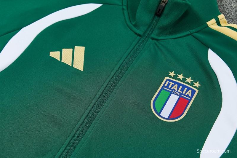 26/27 Italy Green Full Zipper  Jacket Tracksuit + Long Pants