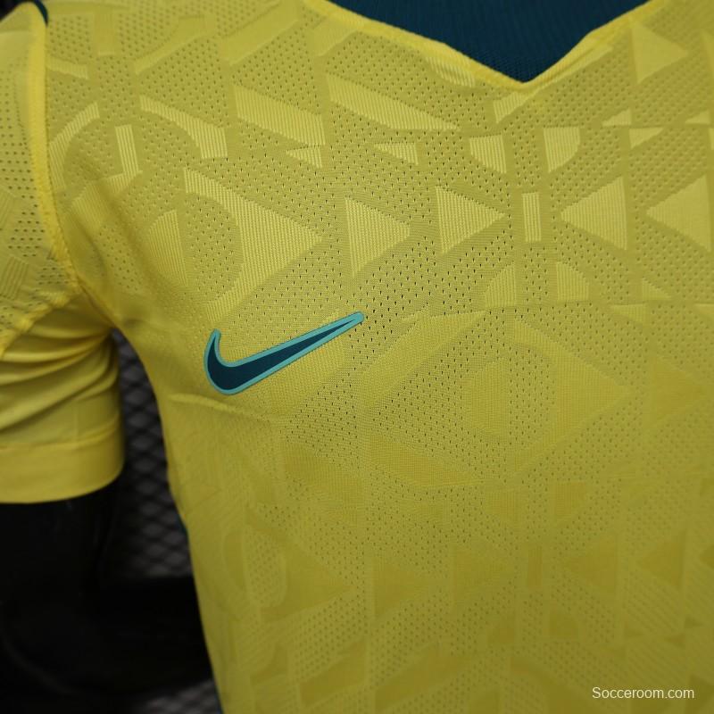Player Version 2026 Brazil Yellow  Geometric Pattern Home Jersey