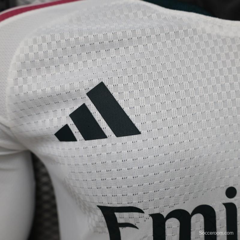 Player Version 26/27 Real Madrid White with Burgundy Stripe Long Sleeve Home Jersey