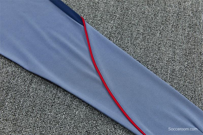 2026 England Grey Half Zipper Jacket Tracksuit + Navy  Blue Long Pants (Nike)