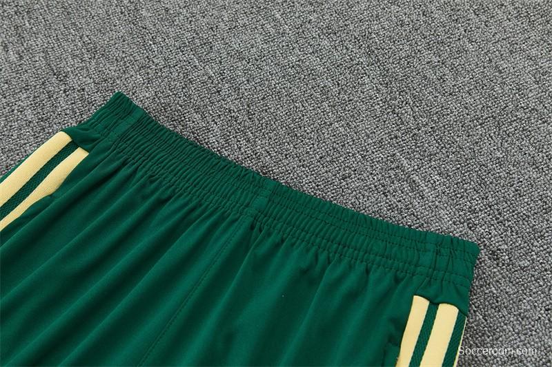 2026 Real Madrid Green & Cream  Half Zipper Jacket Tracksuit + Long Pants