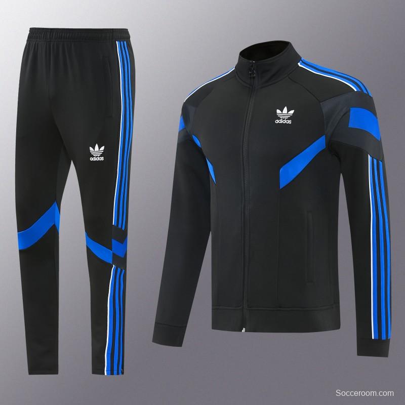 2026/27 Adidas Originals Black & Royal Blue Full Zipper Jacket Tracksuit + Long Pants