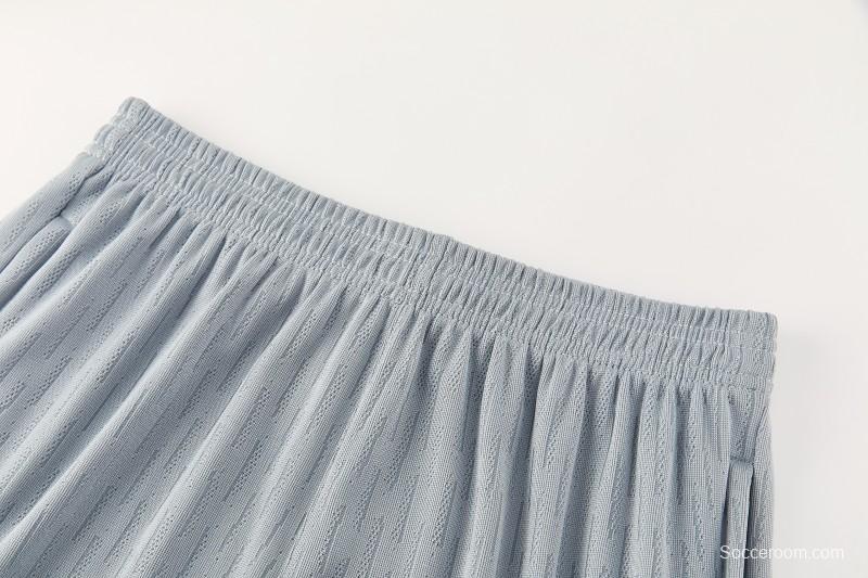 2026/27 Paris Saint-Germain White  Half Zipper Jacket Tracksuit + Light Grey Long Pants