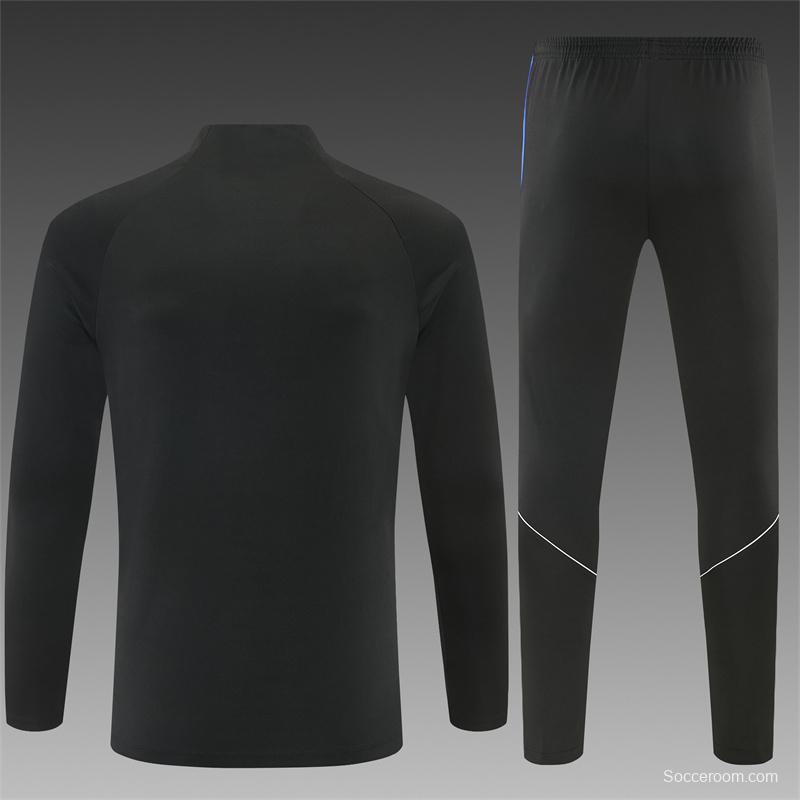 2026 Atletico Madrid Black Half Zipper Jacket Tracksuit + Long Pants