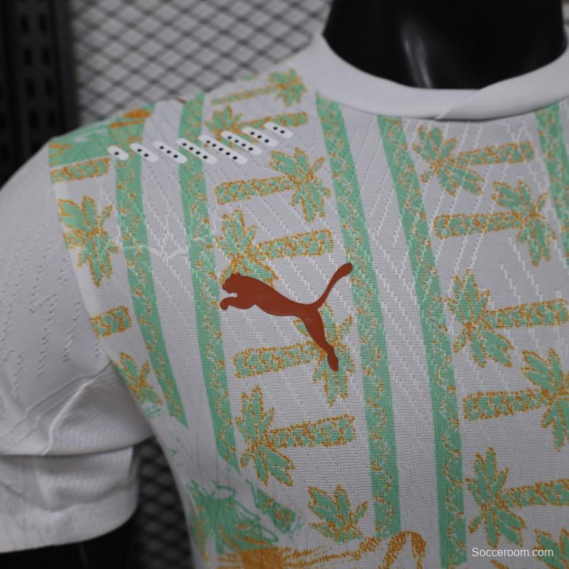 Player Version 2026 Ivory Coast Away White with Tropical Sunflower  Print Jersey