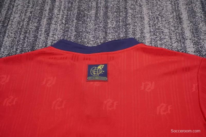 Retro 1996 Kids Spain Red & Navy Diagonal Split Home Jersey