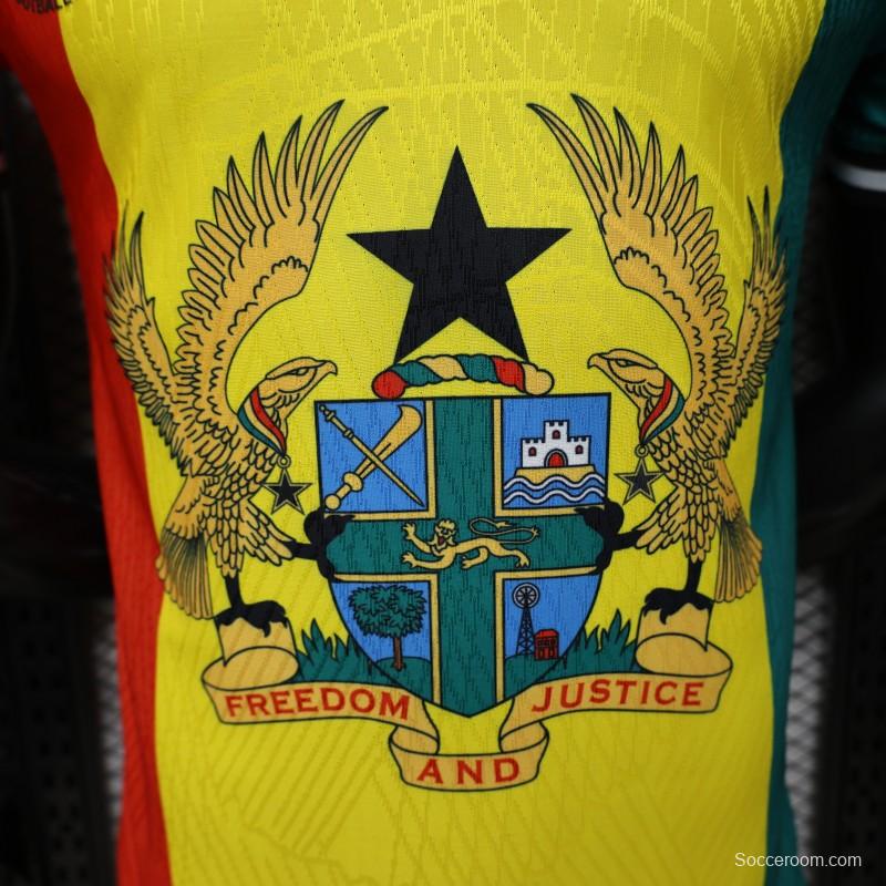 Player Version 2026 Ghana Special Edition Yellow Red Green with National Coat of Arms & Flag Jersey
