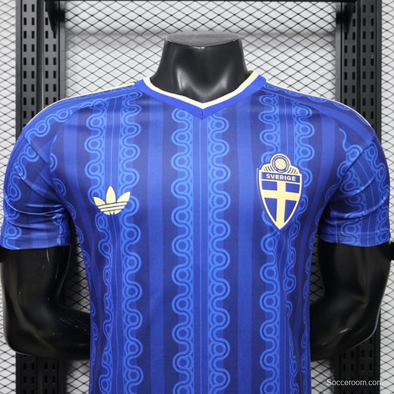 Player Version 2026 Sweden Blue with Tonal Chain Stripe  Away Jersey