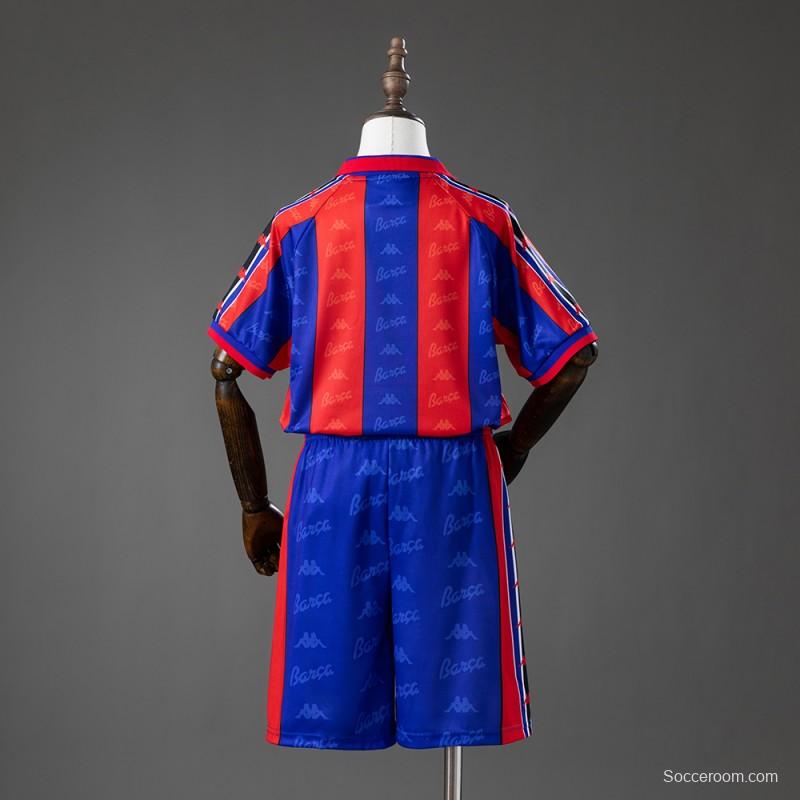 96/97 Kids Barcelona Home Retro Kit Jersey Size 16-28