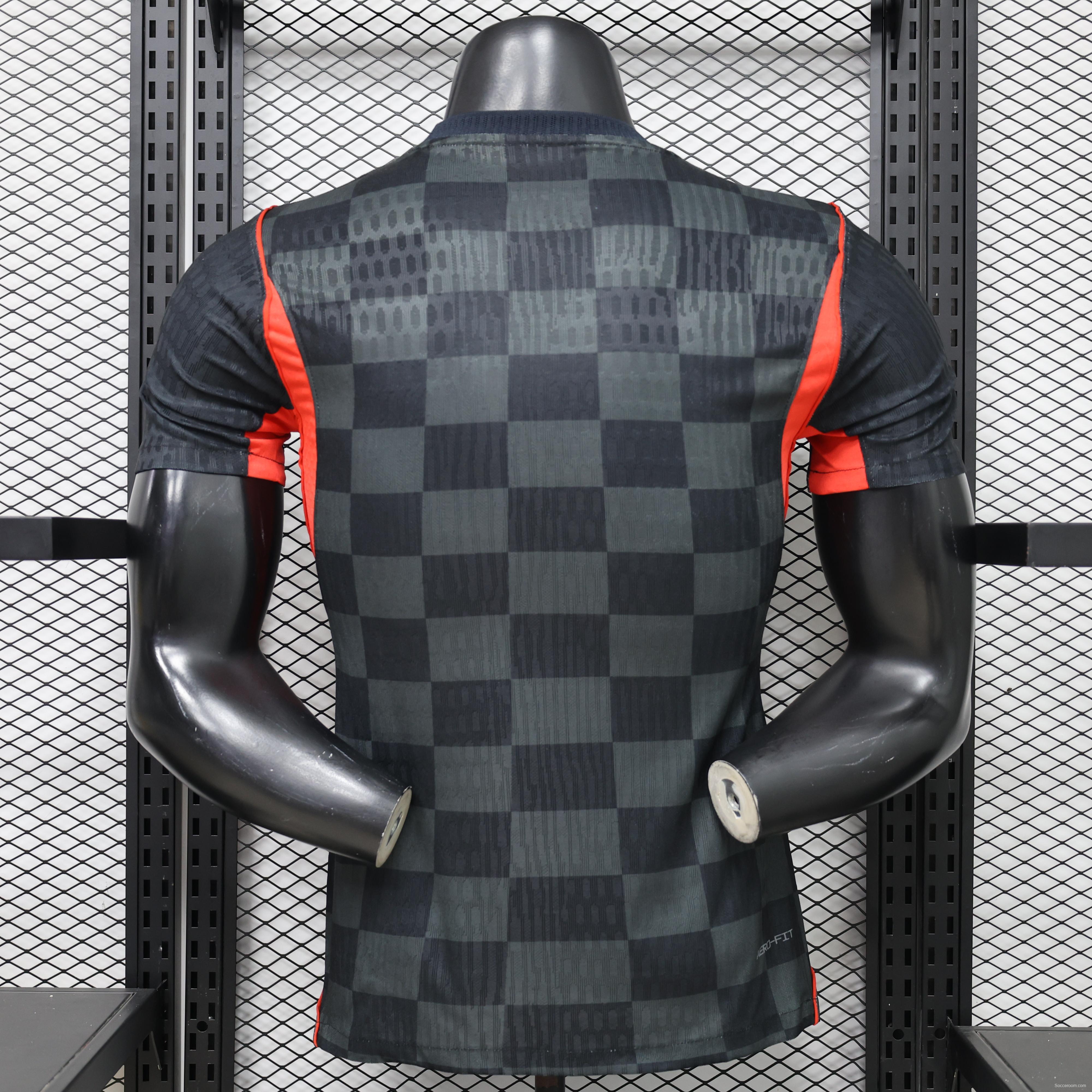 Player Version 2026 Croatia Dark Black with Dark Checkered Pattern Jersey