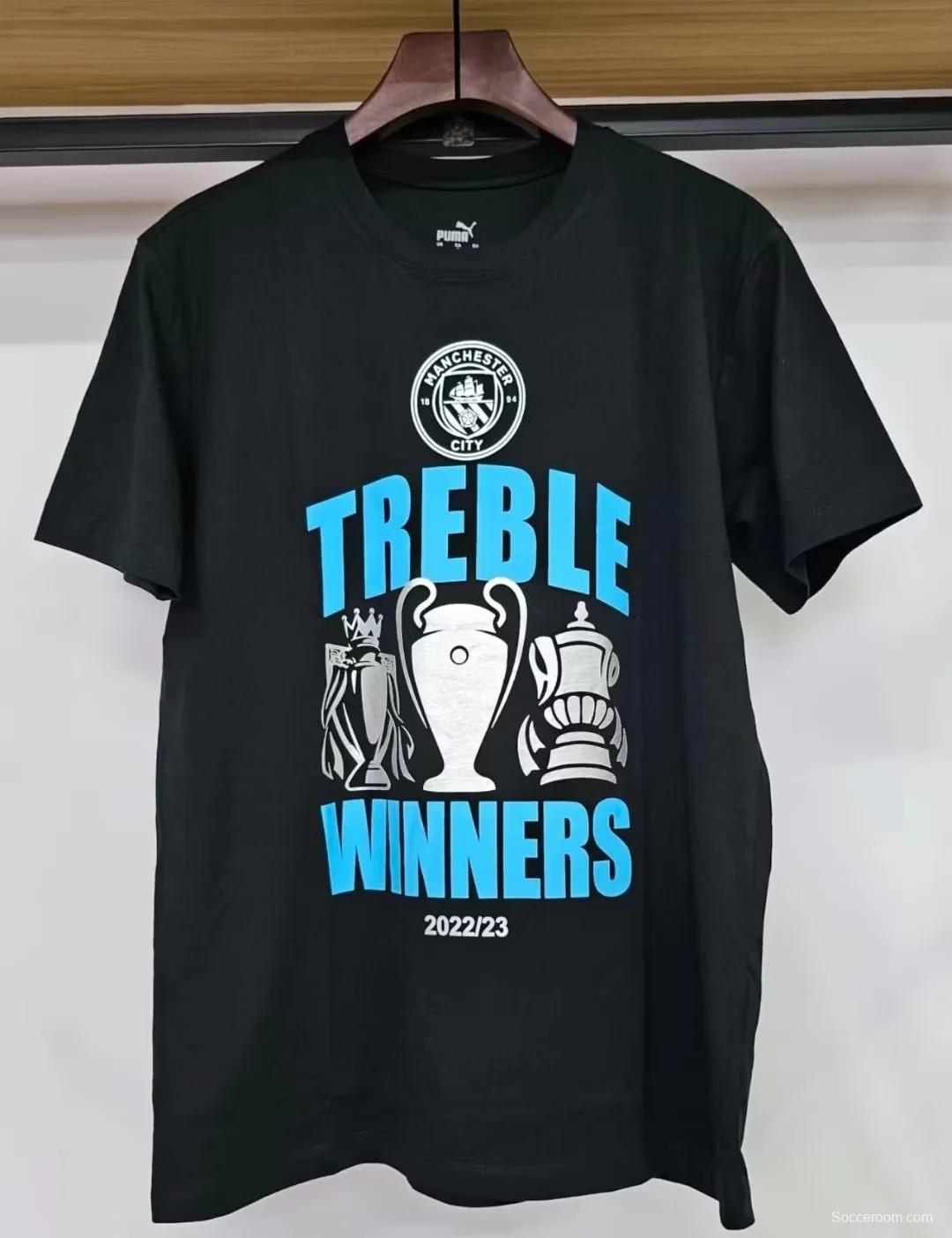 23/24 Manchester City Black Treble Winners T-Shirt