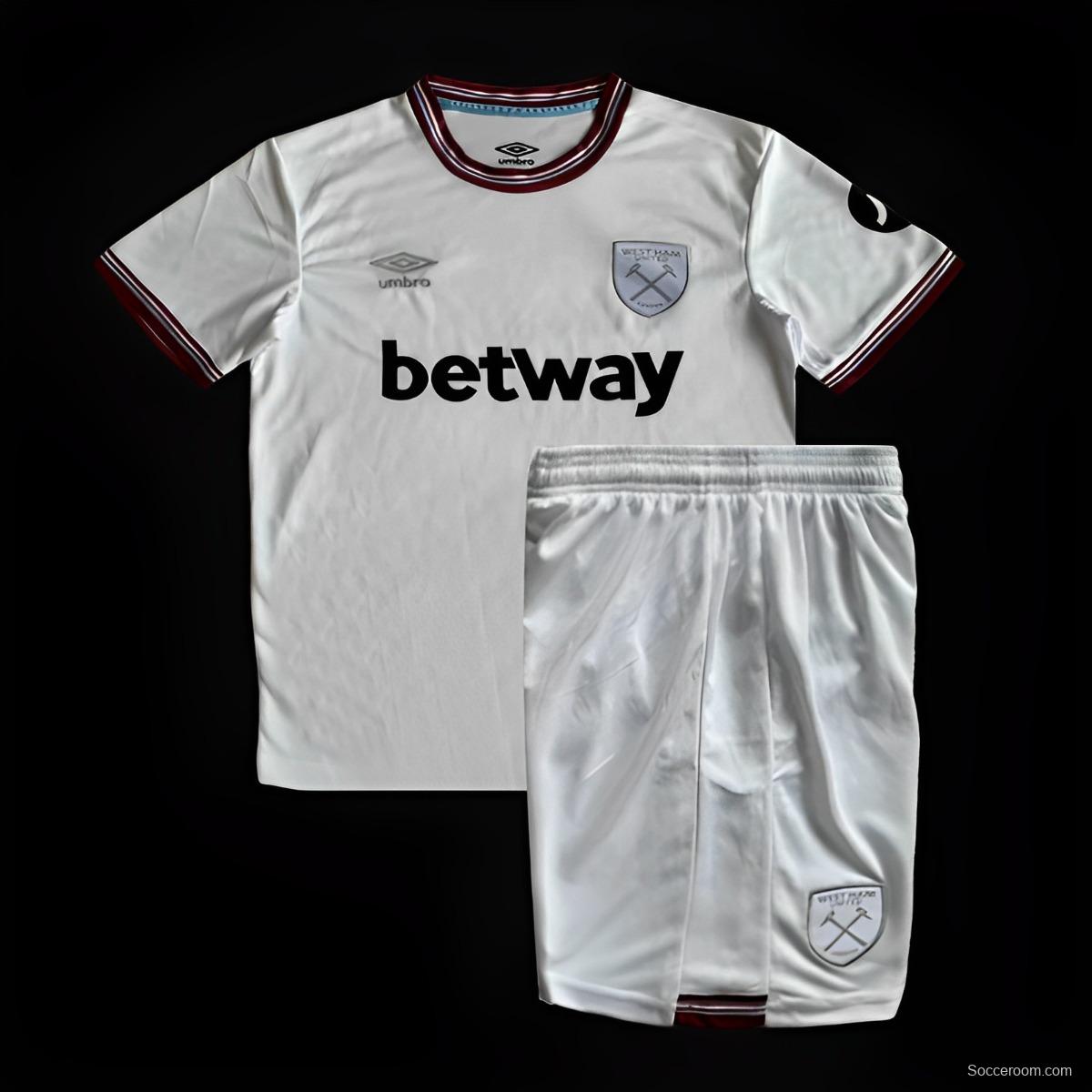 23/24 Kids West Ham United Away White Jersey