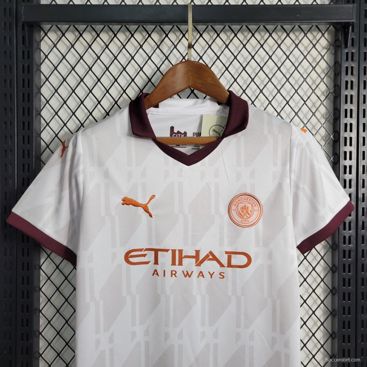 23/24 Kids Manchester City Away White Jersey