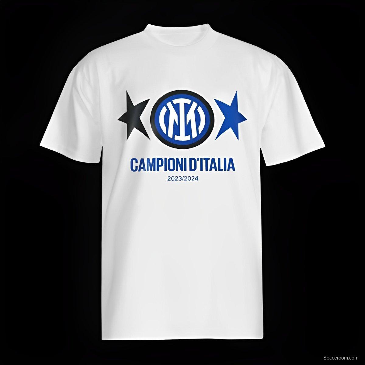 23/24 Inter Milan CAMPIONI D'ITALIA White T-Shirts With Snake Pattern