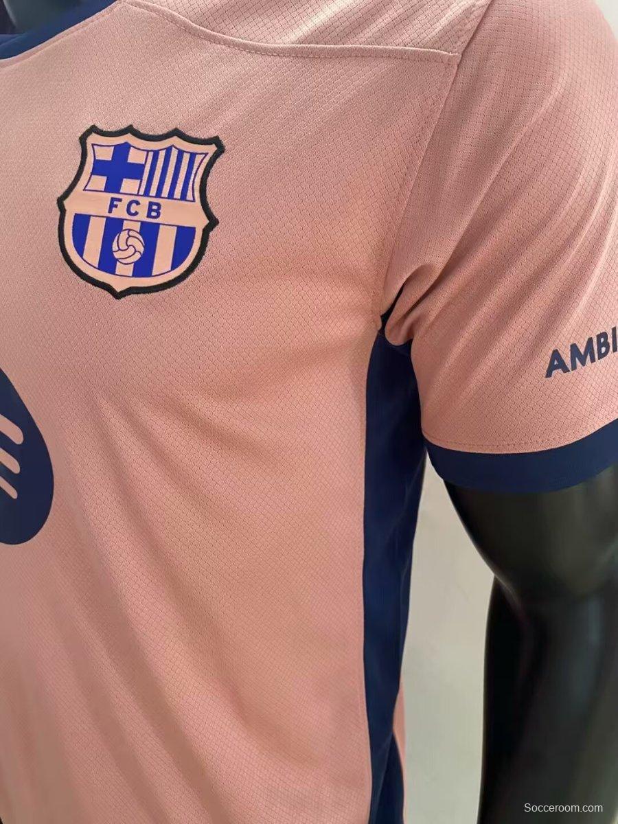 25/26 FC Barcelona Pink with Navy Trim Jersey