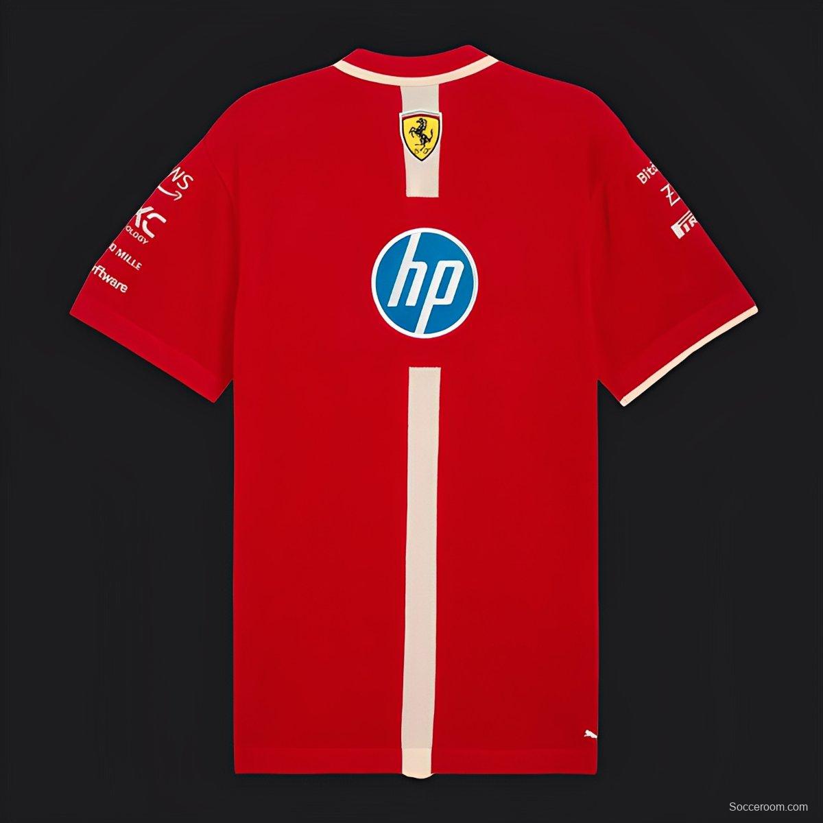 2025 F1 Scuderia Ferrari F1 Team Red with White Trim Polo Shirt