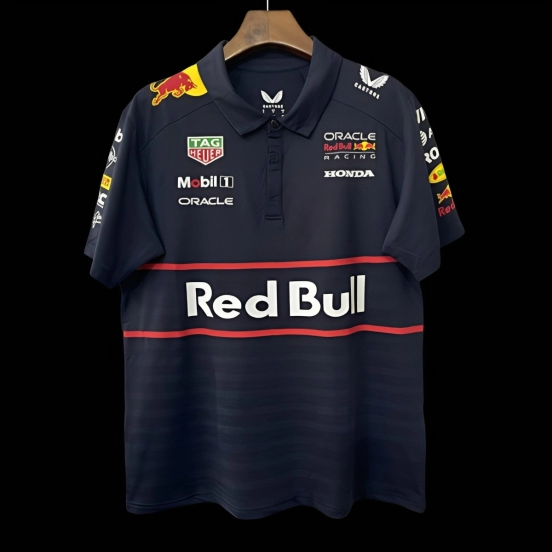 2026 F1 Oracle Red Bull Racing Navy with Red Stripes Polo Shirt