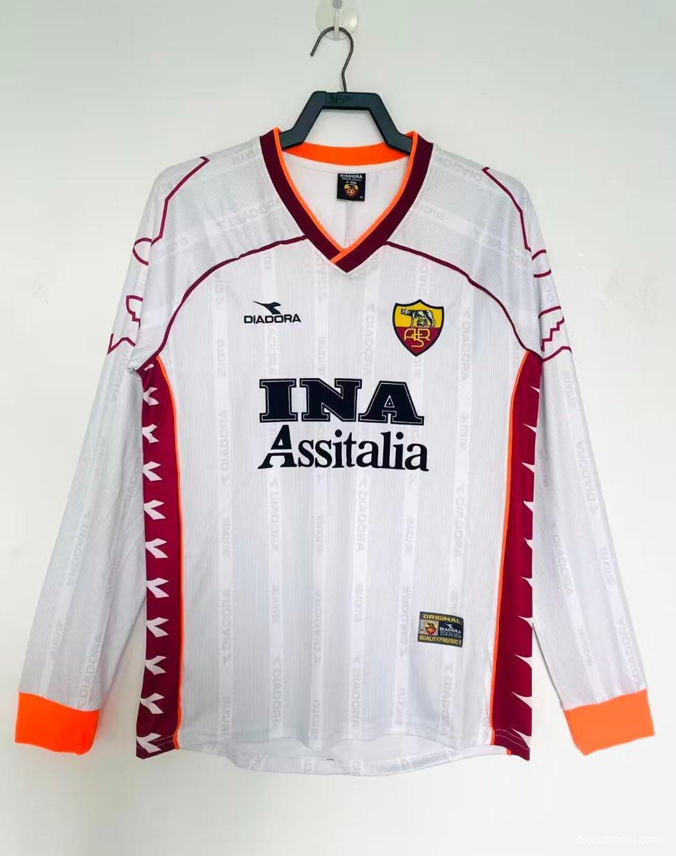 Retro 98/99 Roma Away White Long Sleeve Jersey