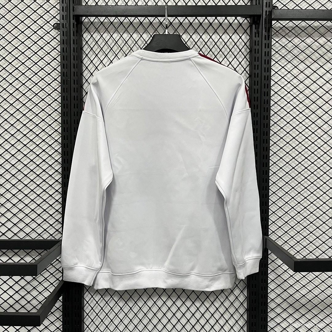 25/26 FC Bayern Munich Adidas Long Sleeve Sweatshirt - White Maroon Green Colorblock Training Top