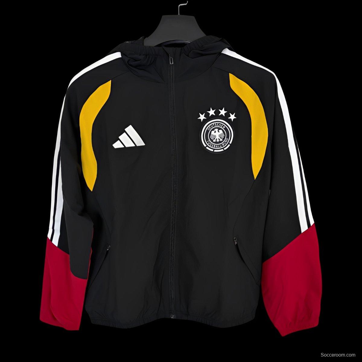 2026 Germany Black Full Zipper Windbreaker