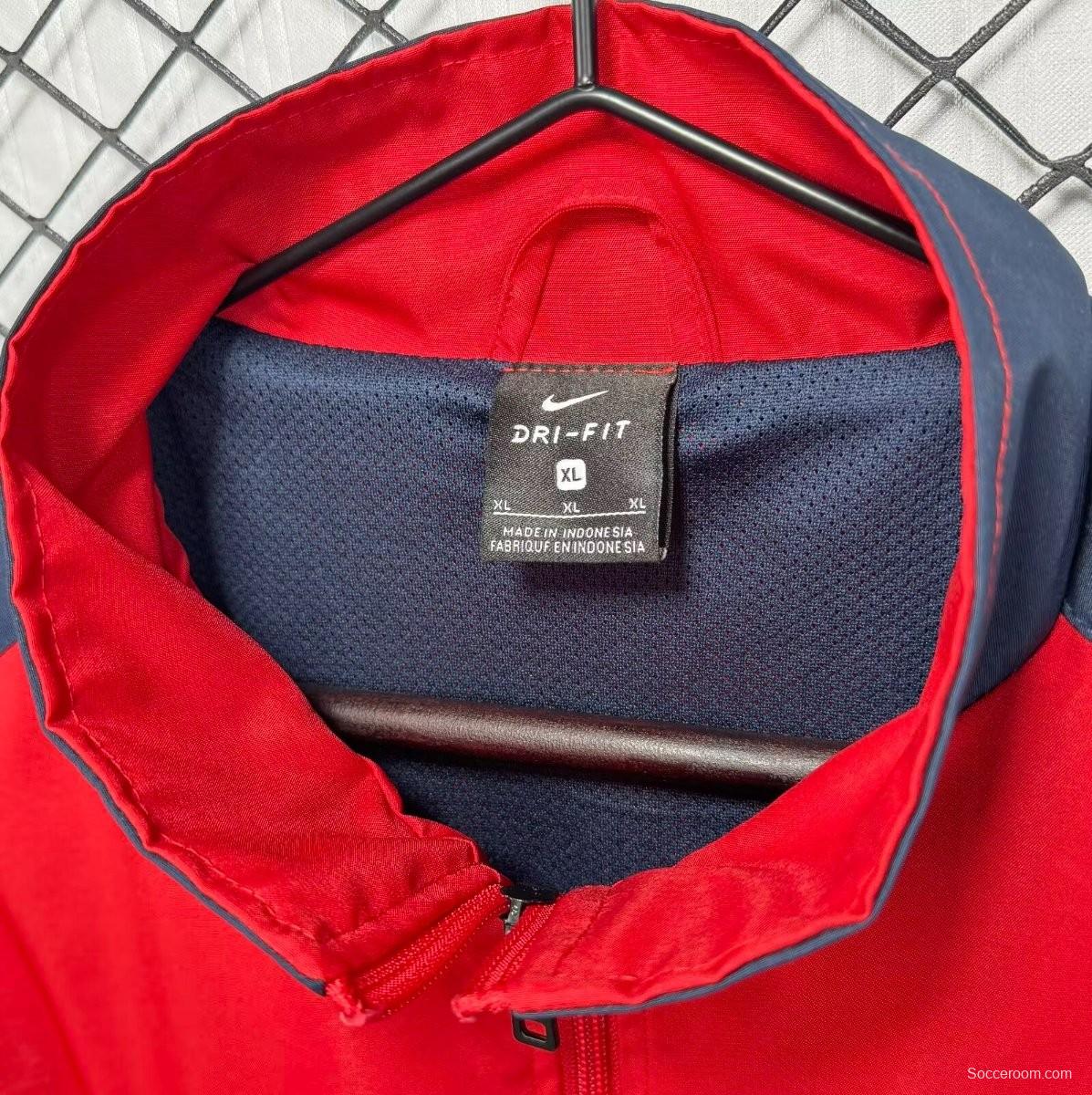 Retro 98/00 Barcelona Home Red Full Zipper Windbreaker