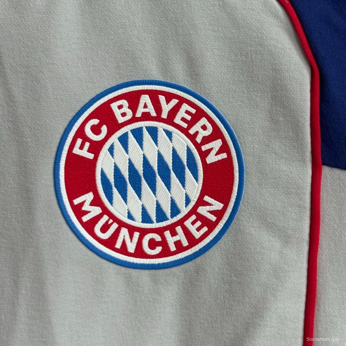 25/26 Bayern Munich Grey with Red Full zipper Jacket Tracksuit+ long pants