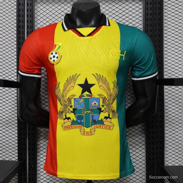 Player Version 2026 Ghana Special Edition Yellow Red Green with National Coat of Arms & Flag Jersey