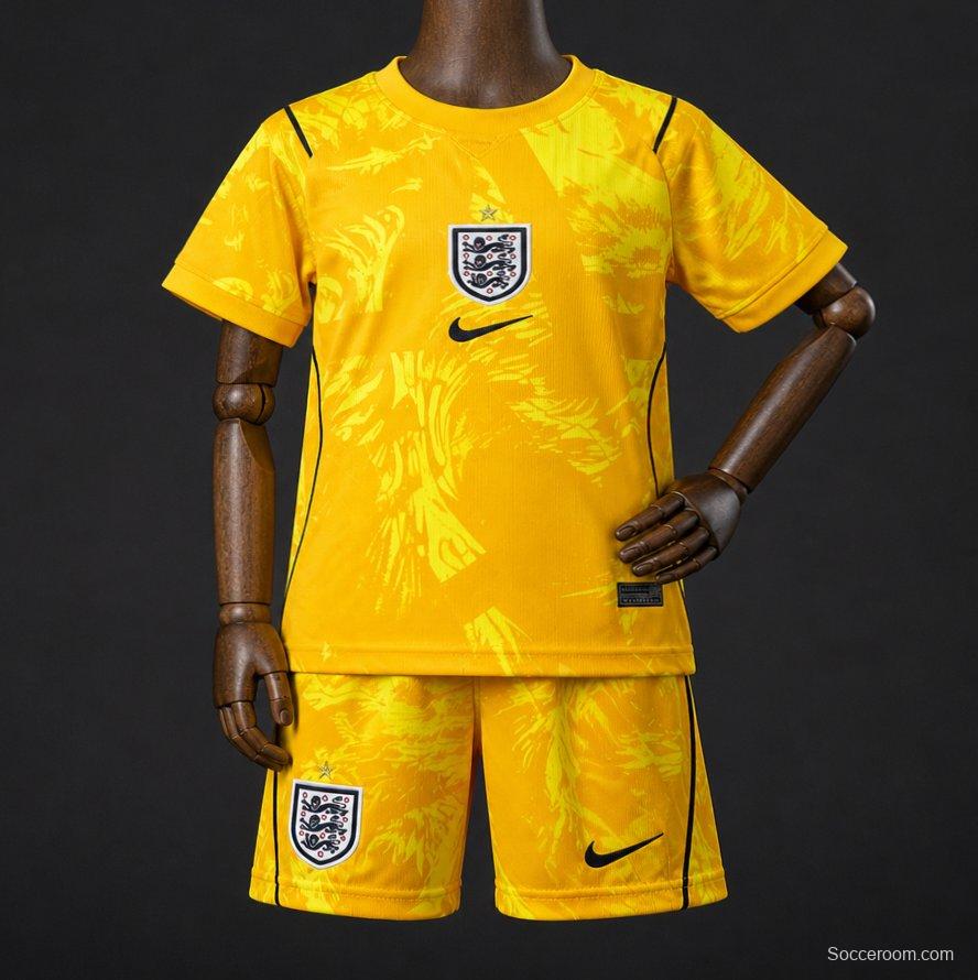 2026 Kids England Yellow Goalkeeper Jersey